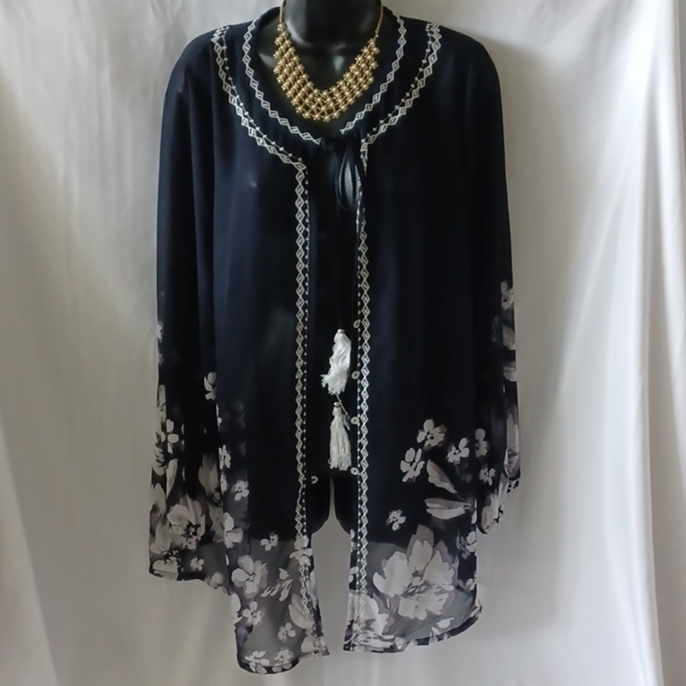 Joanna Hope black semi sheer button top/jacket